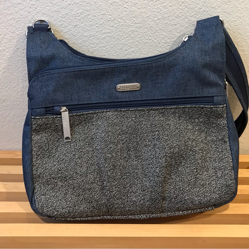 Baggallini Blue and Gray Crossbody Bag